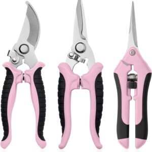 3 Pack Garden Pruning Shears, Stainless Steel Shears, Gardening Shears Scissors Pruning Shears for Gardening Tools (3PCS Pink and Black)