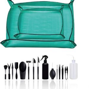 17-Piece Succulent Plant Care Tool Set, 26" and 39.4" Plant Transplanting Mats, Indoor Transplanting Supplies, Including Pot Transplantingg Mat, Mini Gardening Tool Set for Plant Care
