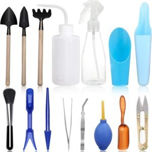 15 Pcs Succulent Plant Tools Set, Mini Garden Planting Watering Tool Kit for Succulent Miniature Gardening Plant Care